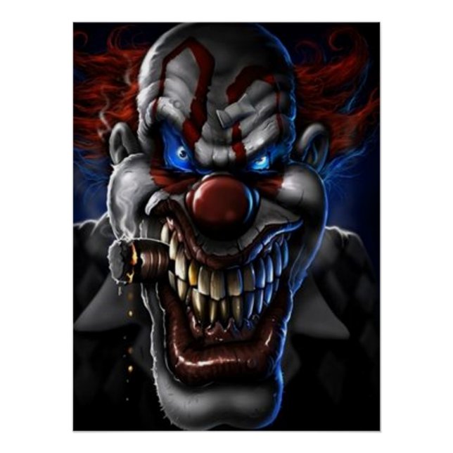 böser Clown und Zigar Poster (Vorderseite)