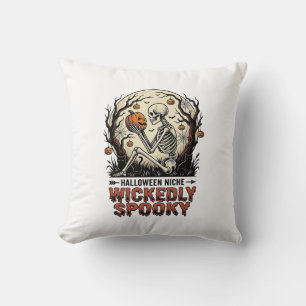 Böser Halloween-Skelett-Vintage-Stich-Design Kissen