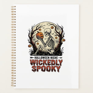 Böser Halloween-Skelett-Vintage-Stich-Design Planer