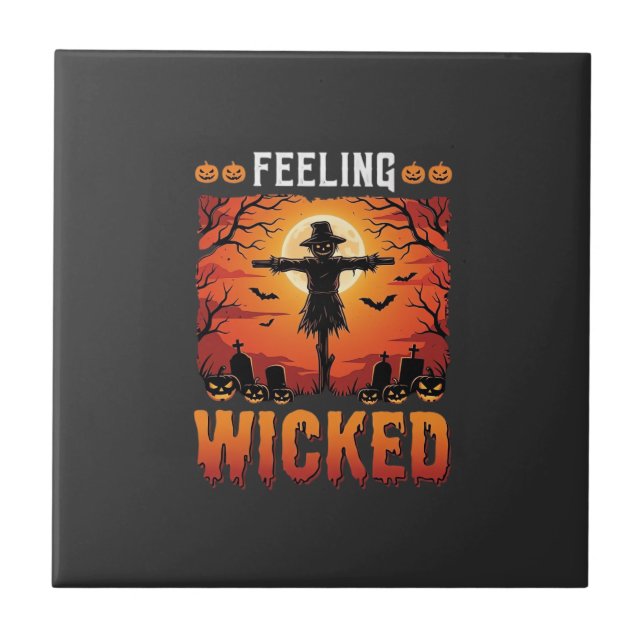 Böser Halloween-Vogelscheuchendesign_1 Fliese (Vorderseite)