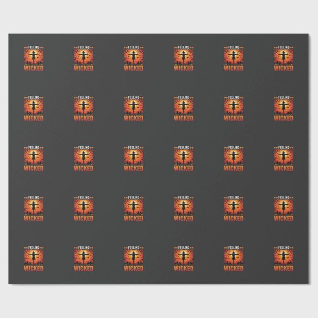 Böser Halloween-Vogelscheuchendesign_1 Geschenkpapier (Flach)