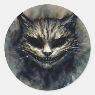 Böser Kater lächelt Wasserfarbenkunst Runder Aufkleber