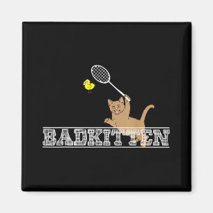 Böser Kätzchen Lustiger Badminton Katzenliebhaber  Magnet