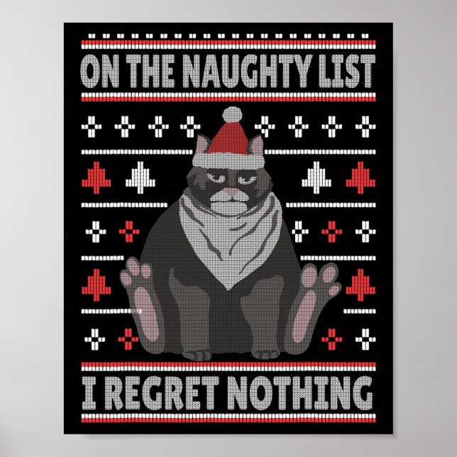 Böser Katze Weihnachten Hässlicher Pullover Ich be Poster (Vorne)