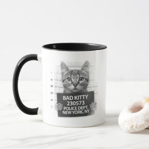 Böser Kitty Katze Polizei Verhaftungsfoto Lustiger Tasse