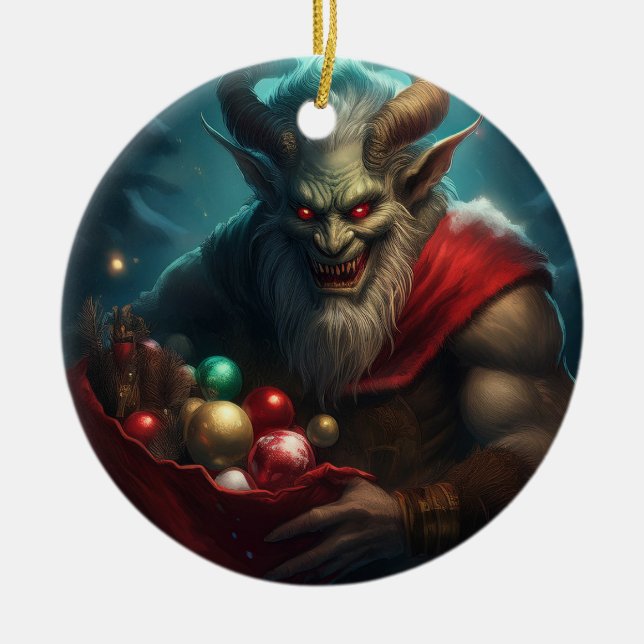Böser Krampus  Keramik Ornament (Vorne)