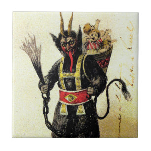 Böser Krampus Schrecklicher Dämon Feiertag Weihnac Fliese