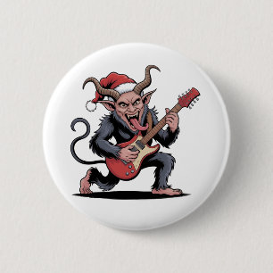 Böser Krampus spielt E-Gitarre Weihnachtsmusik Button