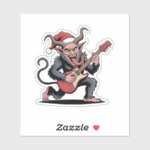 Böser Krampus spielt elektrische Gitarrenmusik zu Aufkleber