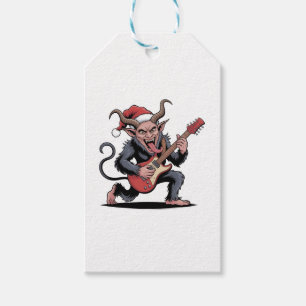Böser Krampus spielt elektrische Gitarrenmusik zu  Geschenkanhänger