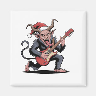 Böser Krampus spielt elektrische Gitarrenmusik zu  Magnet