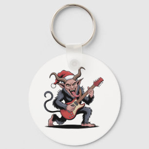 Böser Krampus spielt elektrische Gitarrenmusik zu Schlüsselanhänger