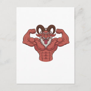 Böser Krampus Weihnachten Flexing Muskeln Fitness  Ankündigungspostkarte