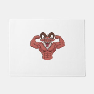 Böser Krampus Weihnachten Flexing Muskeln Fitness Fußmatte