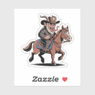 BÖSER Krampus Weihnachts Cowboy Pferd Western Xmas Aufkleber