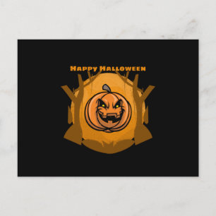 Böser Kürbis Frohes Halloween Baum Postkarte