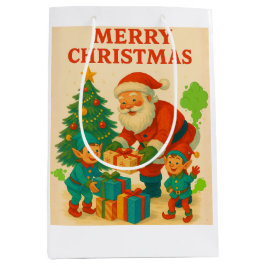 Böser Liste Zugelassen Lustiger Santa & Hund Mittlere Geschenktüte