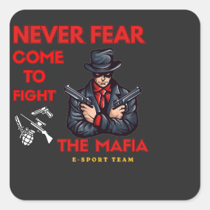 Böser Mafia E-Sport Team Gaming Maskottchen T-Shir Quadratischer Aufkleber