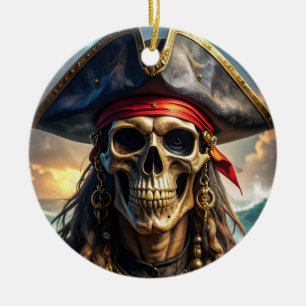 Böser Piratenschädel-Schmuck Keramik Ornament