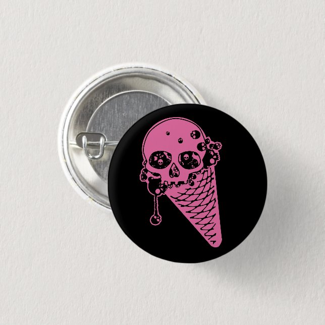 Böser rosa Eiscremekegel-Knopf Button (Vorne & Hinten)