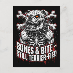Böser Skelett-Bulldogge-Gothik Postkarte