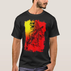 Böser Skelett-Gitarrespieler Goth-Schädel Hallowee T-Shirt