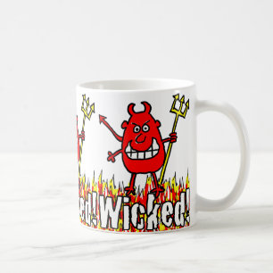 Böser Teufel mit Dreizack in den Flammen Kaffeetasse