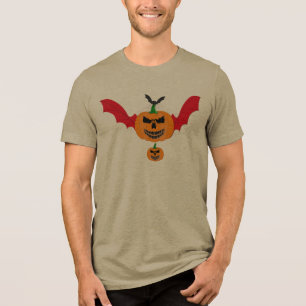 Böser Vampir-Fledermaus-Kürbis-Jack-O-Lantern-Hall Tri-Blend Shirt