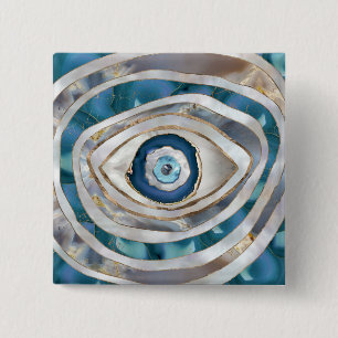 Böses Auge Mineralien und Gold Button