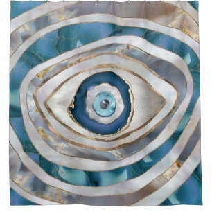 Böses Auge Mineralien und Gold Duschvorhang