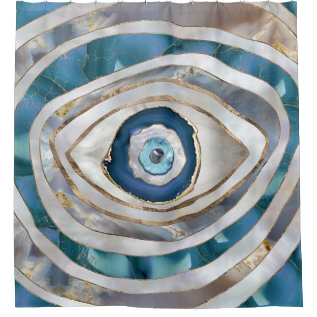 Böses Auge Mineralien und Gold Duschvorhang (Vorderseite)
