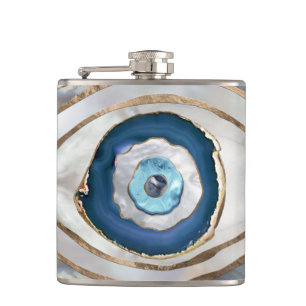 Böses Auge Mineralien und Gold Flachmann