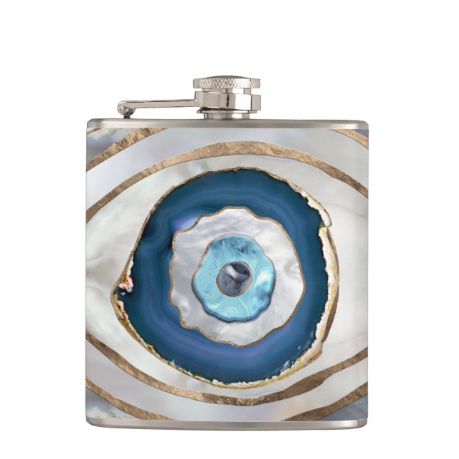 Böses Auge Mineralien und Gold Flachmann (Vorderseite)