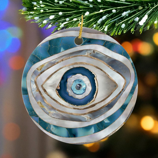 Böses Auge Mineralien und Gold Keramik Ornament (Von Creator hochgeladen)