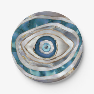 Böses Auge Mineralien und Gold Pappteller