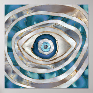 Böses Auge Mineralien und Gold Poster