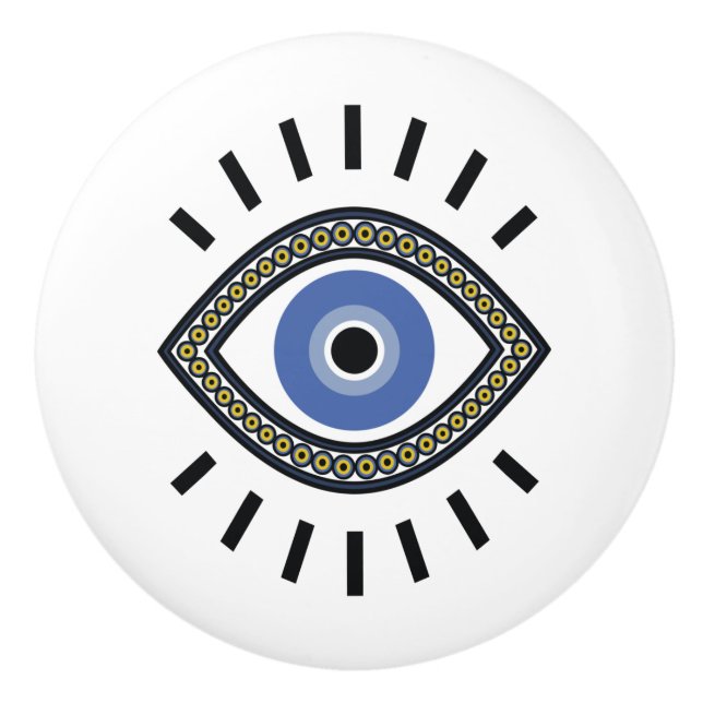 Böses Augenschutztalisman, griechisches blaues Aug Keramikknauf (Vorderseite)