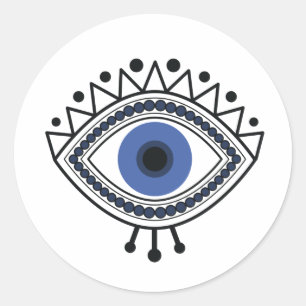 Böses Augentalisman, blaues Augensymbol Runder Aufkleber