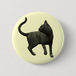 Boshafter schwarze Katzen-Knopf Button