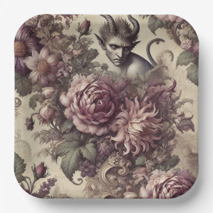 Boshaftes Pflaumenblüten – Gothic Floral Design Pappteller