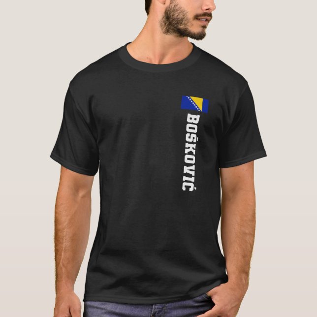 Boskovic-Bosnienflagge Nachname Coat of Arm Emblem T-Shirt (Vorderseite)