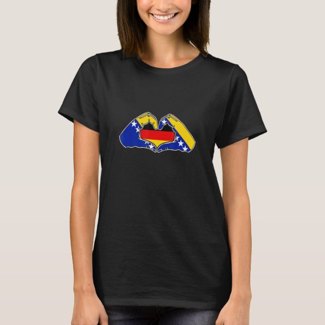 Bosnia and Germany  Heart hand friendship  T-Shirt (Vorderseite)
