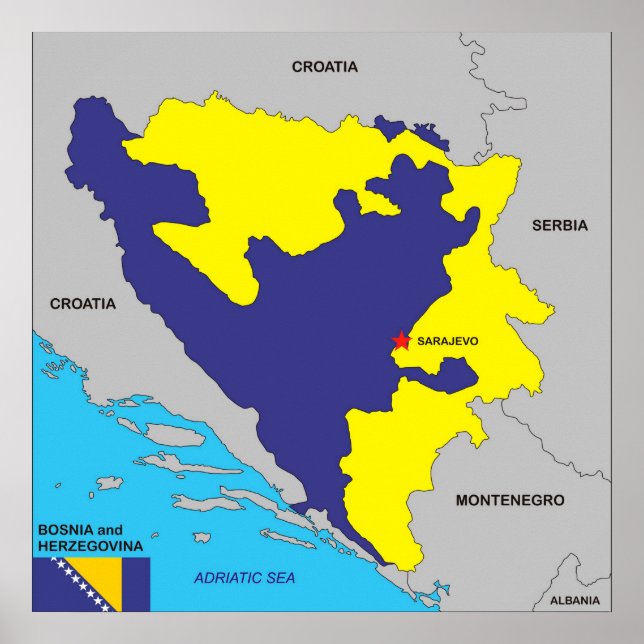 Bosnia Herzegovina country political map flag Poster (Vorne)