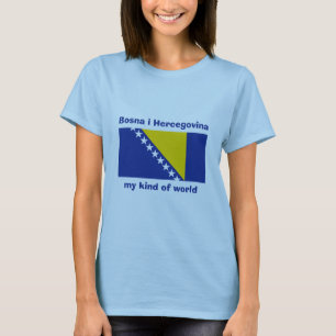 Bosnien Herzegowina Flagge + Karte + Text T-Shirt