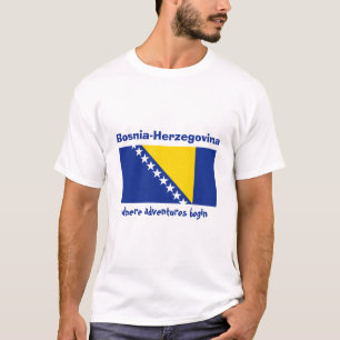 Bosnien Herzegowina Flagge + Karte + Text T-Shirt