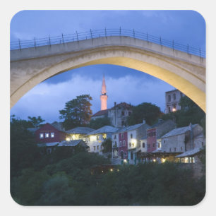 Bosnien-Herzegowina - Mostar. Die Alte Brücke 2 Quadratischer Aufkleber
