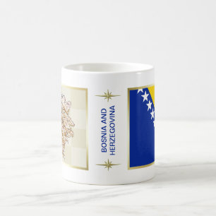 Bosnien und Herzegowina Flagge + Karte Tasse