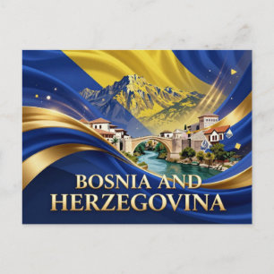 Bosnien und Herzegowina Nationalfarben Postkarte