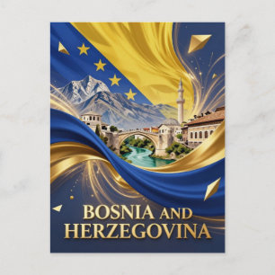 Bosnien und Herzegowina Nationalfarben Postkarte