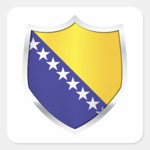 Bosnien und Herzegowina Silberschild-Flagge Quadratischer Aufkleber